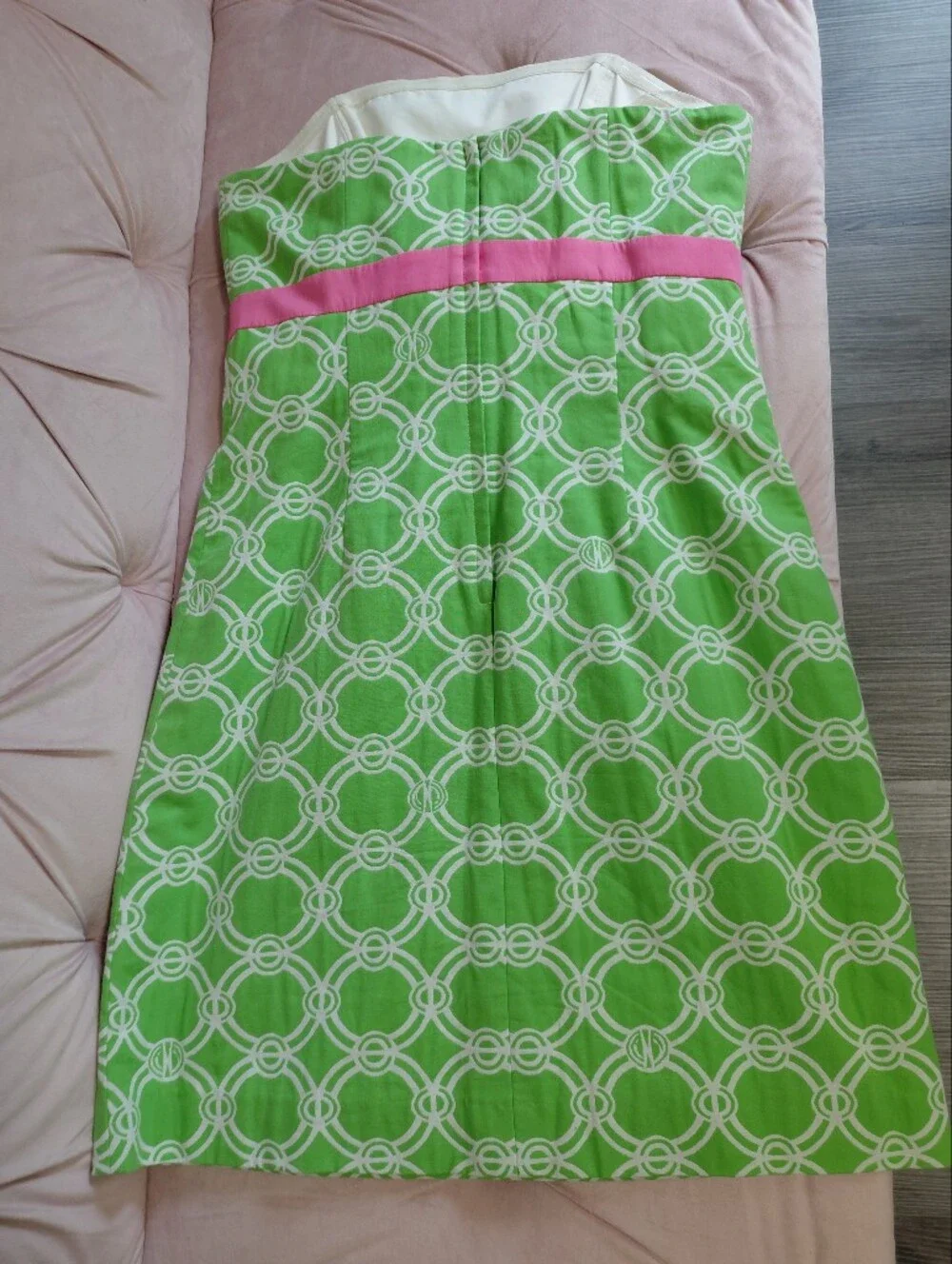 Lilly Pulitzer Green and Pink Strapless Dress - Picture 2 of 8